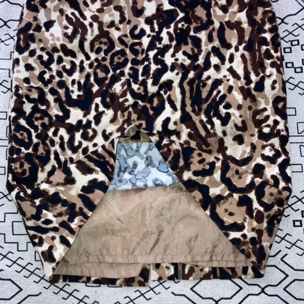 Leopard animal print stretch straight pencil skirt Womens 8 Office Siren Mob New - Picture 3 of 6